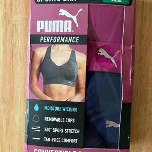 PUMA Women’s Performance Sports Bras- Blue-Fushia